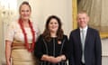 (L-R) New Zealand deputy prime minister Carmel Sepuloni, governor general Dame Cindy Kiro and prime minister Chris Hipkins at Wednesday’s swearing-in ceremony in Wellington.