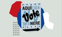 Voting sign appealing to Latinx voters.