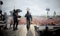 Burna Boy plays the Pyramid stage at Glastonbury Festival. 