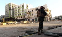 A Libyan loyalist solider in Tripoli.