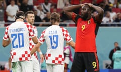 Romelu Lukaku reacts in disbelief after missing a glaring chance for Belgium