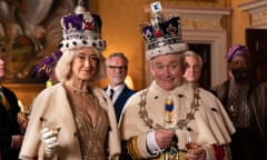 Haydn Gwynne as Camilla and Harry Enfield as Charles in The Windsors coronation special.