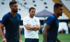 Frank Lampard looks on during a Chelsea training session at Besiktas Park.
