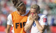 England’s Josanne Potter (left) consoles Laura Bassett  after the final whistle.