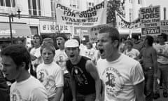 A demonstration against unemployment in Cardiff in 1982. The RF researchers said unemployment among 18- to 29-year-olds could hit 17% by late 2020, the same level as 1984 under Margaret Thatcher’s government.