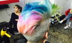 Artfully dyed quiff at Donde Dorian, Havana, Cuba