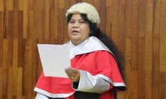 Tetiro Semilota Mate Moaniba during her swearing in as acting chief justice of Kiribati.