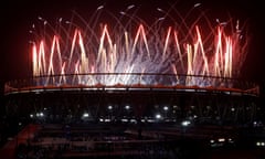 Fireworks are seen above the stadium in Ahmedabad after Australia won the the Cricket World Cup.
