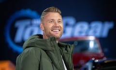 ‘Kept on track only by Flintoff’ … the host before his high-speed crash.