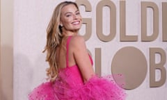 Margot Robbie arrives at the 81st Golden Globe Awards on Sunday, Jan. 7, 2024, at the Beverly Hilton in Beverly Hills, Calif. (Photo by Jordan Strauss/Invision/AP)