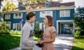 Lucas Hedges and Saoirse Ronan in front of the Blue House, where Lady Bird doesn’t live.