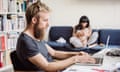 young father working at home office