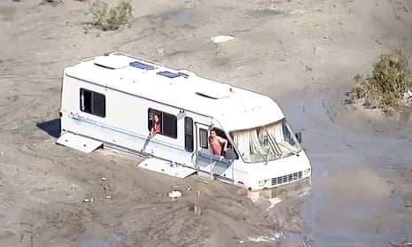 People trapped in motorhome as Storm Hilary brings historic amount of rainfall – video report