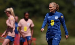 Sarina Wiegman takes charge of England training.