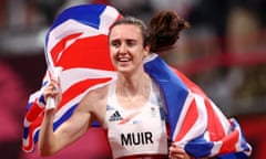 Laura Muir celebrates Olympic silver in the 1500m.