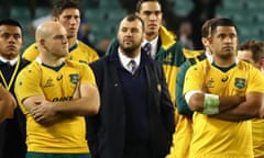 Wallabies coach Michael Cheika and his players