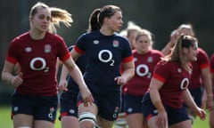 Abbie Ward (centre) trains with England