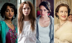 Composite image showing (from left), Kiran Sonia Sawar in Murdered by My Father, Jodie Comer in Thirteen, Phoebe Waller-Bridge in Fleabag, and Claire Foy in The Crown