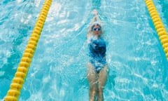 Woman swimming laps