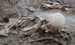 Skeletons uncovered at the Archaeological Park of Pompeii, probably of middle-aged males