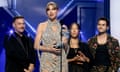 2022 MTV VMAs – Show<br>NEWARK, NEW JERSEY - AUGUST 28: Taylor Swift accepts the Best Long Form Video award onstage at the 2022 MTV VMAs at Prudential Center on August 28, 2022 in Newark, New Jersey. (Photo by Dimitrios Kambouris/Getty Images for MTV/Paramount Global)