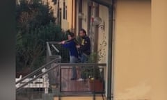 Neighbours play usic from the windows in Florence