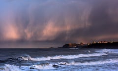 Rain clouds over Whitby, Yorkshire.