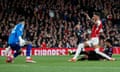 Serge Gnabry scores Bayern Munich’s first goal against Arsenal