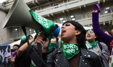 A demonstration outside the constitutional court in Bogotá, Colombia, which is due to rule on a case that could decriminalise abortion in the country.