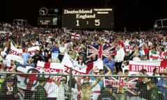 England fans celebrate the emphatic victory over Germany in September 2001