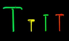 Several neon letters Ts