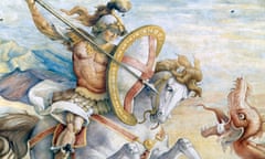 Saint George and the dragon, detail from an Italian fresco