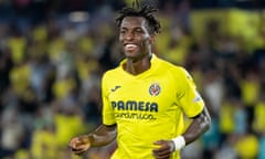 Nicolas Jackson celebrates after scoring for Villarreal against Almería in October.