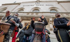 Protesters outside Hackney town hall