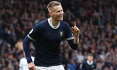 The Scotland midfielder Scott McTominay celebrates after scoring his first goal against Cyprus. 