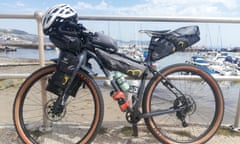 Leader of the pack .... the writer’s bike in Lyme Regis harbour.