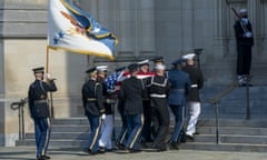 Gen. Colin Powell Memorial Services at Washington National Cathedral, District of Columbia, United States - 05 Nov 2021<br>Mandatory Credit: Photo by Ken Cedeno/UPI/REX/Shutterstock (12590640h) Honor guards bring the casket of retired Army general and former Secretary of State Colin Powell into the National Cathedral for memorial services in Washington, DC, November 5, 2021. Colin Powell died October 18, at the age of 84, of complications from COVID-19 after a battle with brain cancer. Photo Ken Cedeno/UPI Gen. Colin Powell Memorial Services at Washington National Cathedral, District of Columbia, United States - 05 Nov 2021