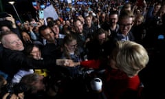 Hillary Clinton Campaigns In Ohio Ahead Of Election<br>CINCINNATI, OH - OCTOBER 31: Democratic presidential nominee Hillary Clinton greets supporters during a campaign rally at Smale Riverfront Park on October 31, 2016 in Cincinnati, Ohio. The presidential general election is November 8. (Photo by Justin Sullivan/Getty Images)