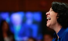 Confirmation Hearings For Supreme Court Nominee Sonia Sotomayor Begin<br>WASHINGTON - JULY 13:  Supreme Court nominee Judge Sonia Sotomayor laughs during opening remarks by Sen. Patrick Leahy during her confirmation hearings before the Senate Judiciary Committee July 13, 2009 in Washington, DC. Sotomayor, now an appeals court judge and U.S. President Barack Obama s first Supreme Court nominee, will become the first Hispanic justice on the Supreme Court if confirmed.  (Photo by Mario Tama/Getty Images)