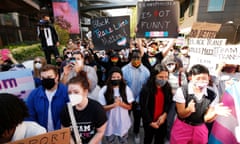 Netflix employees, activists, public figures and supporters gathered as members of the Netflix employee resource group Trans*, coworkers and other allies staged a walkout.