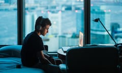 Boy watching computer