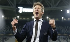 Edwin van der Sar celebrates after the win at Juventus that helped vindicate the approach he and Ajax have taken.