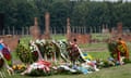 Wreaths and flowers mark Roma and Sinti Genocide Remembrance Day on 2 August 2021 at the former Auschwitz II Birkenau concentration camp in Brzezinka, Poland.