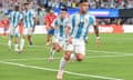 Argentina’s Lautaro Martínez celebrates his winning goal against Chile