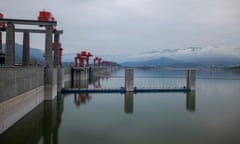 The Three Gorges Dam in water-retaining period. Three Gorges Dam is the world’s largest power station in terms of installed capacity and the largest operating hydroelectric facility in terms of annual energy generation.