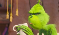 This image released by Universal Pictures shows the character Grinch, voiced by Benedict Cumberbatch, in a scene from "The Grinch." (Universal Pictures via AP)