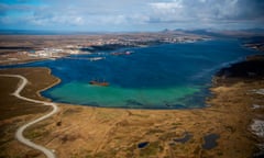 Stanley, the Falklands capital, viewed from the air.