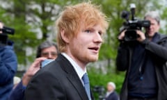 Ed Sheeran pictured outside his earlier copyright trial, on 4 May.