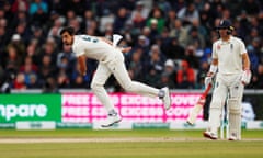 Mitchell Starc bowling at Old Trafford