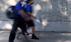 school children walking